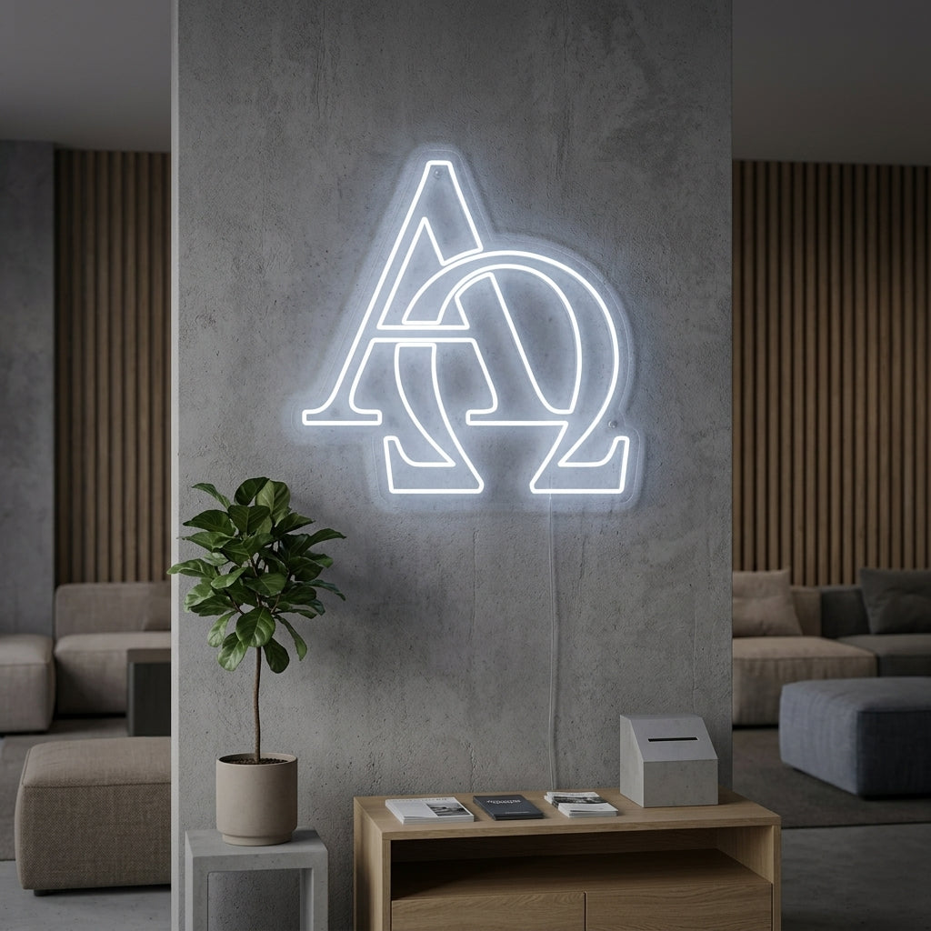 "Christliches Symbol Alpha Omega" Neonschrift