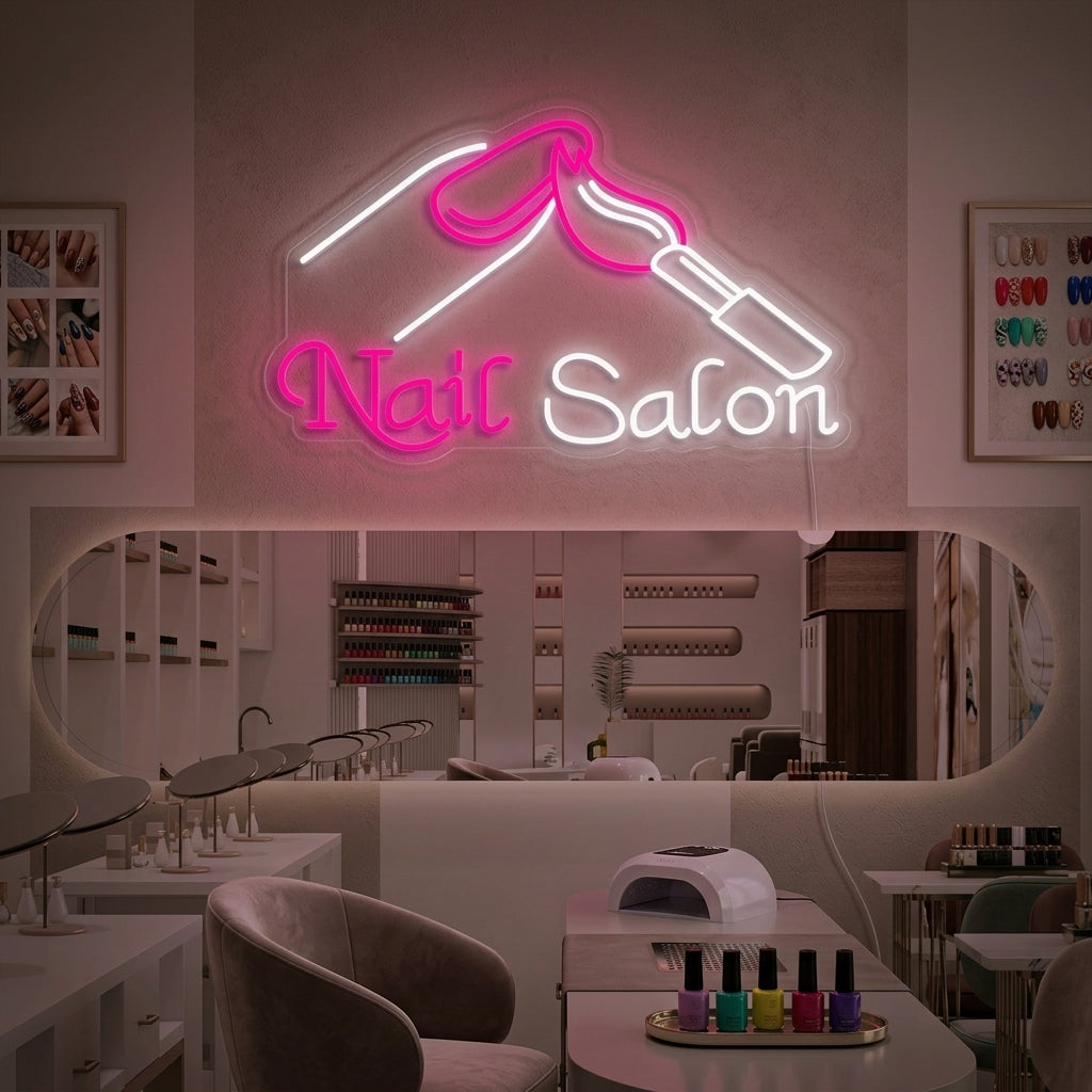 "Nails Salon" Neonschrift