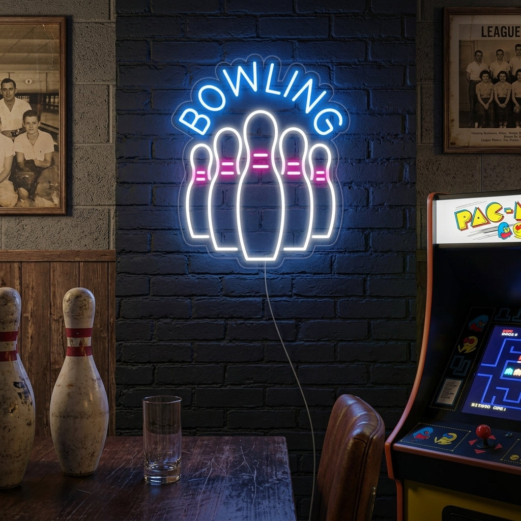 "Bowling, Bowling-Flaschenpins" Neonschrift