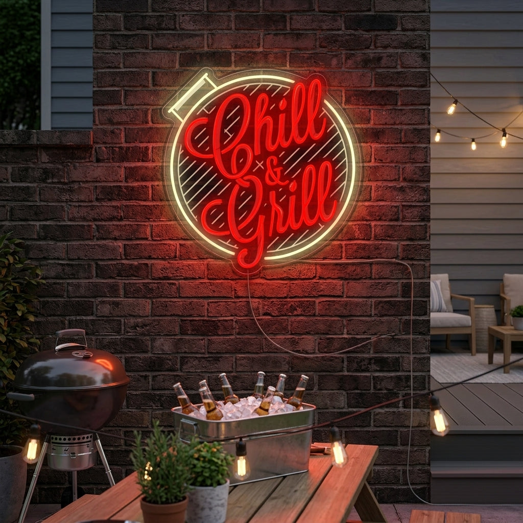 "Chill And Grill" Neonschild