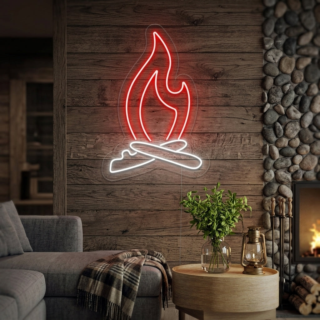 "Lagerfeuer Flamme" Neonschrift