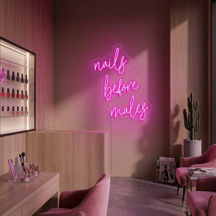"Nails Before Males" Neonschrift