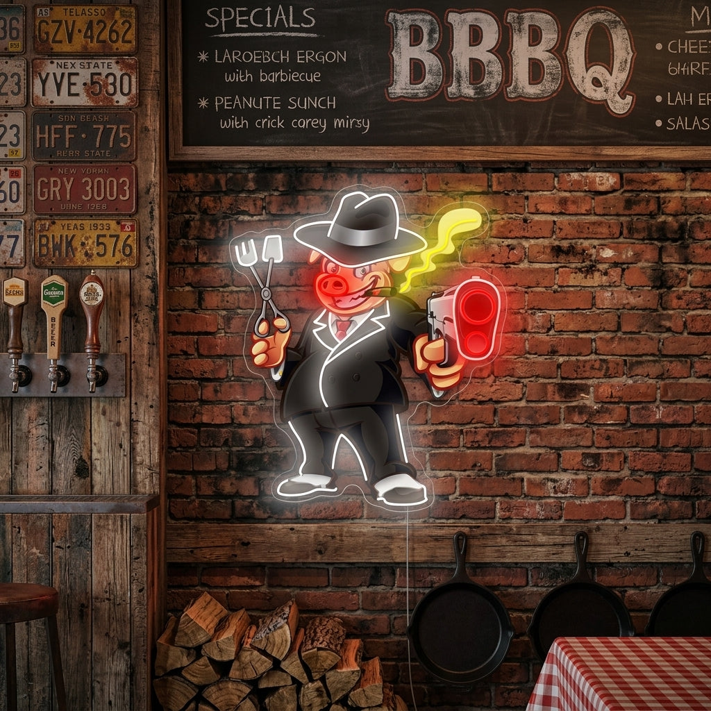 "Schwein Barbeque Grills" Neonschild