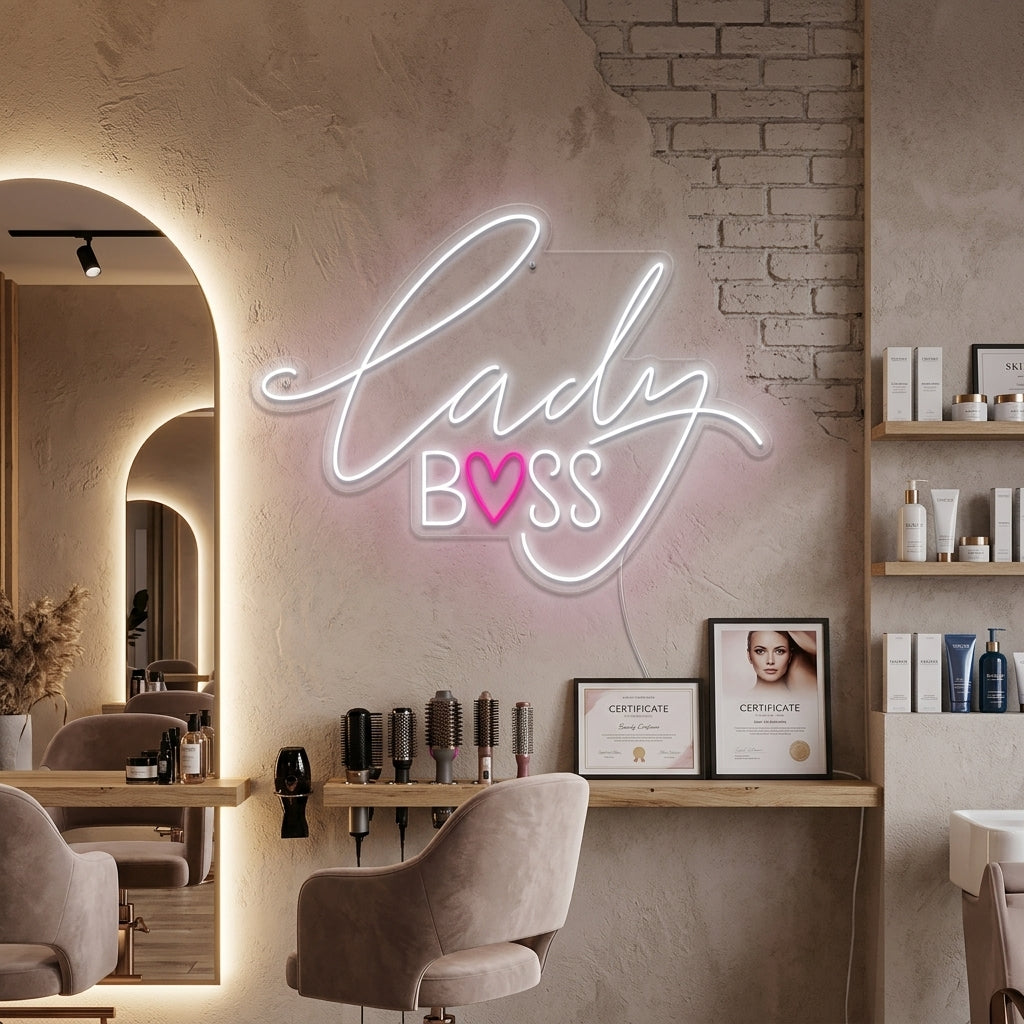 "Lady Boss" Neonschrift