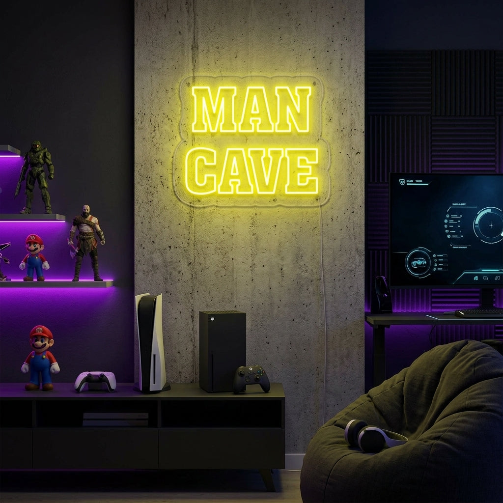 "Man Cave, Gamer Dekor" Neonschrift