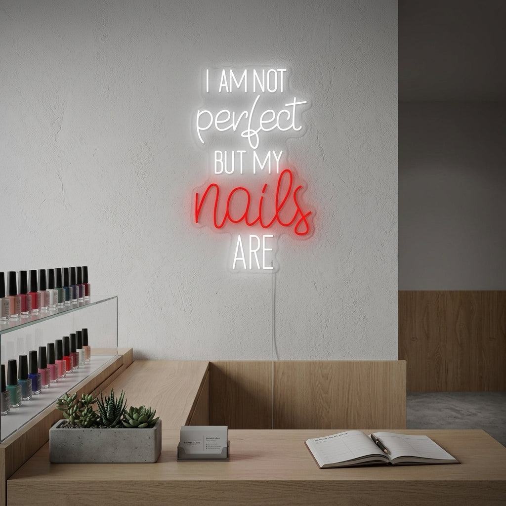 "I Am Not Perfect But My Nails Are" Neonschild