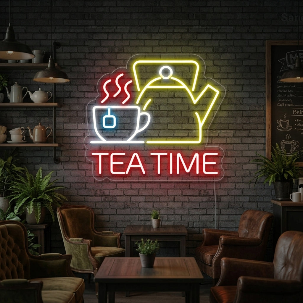 "Tea Time" Neonschrift