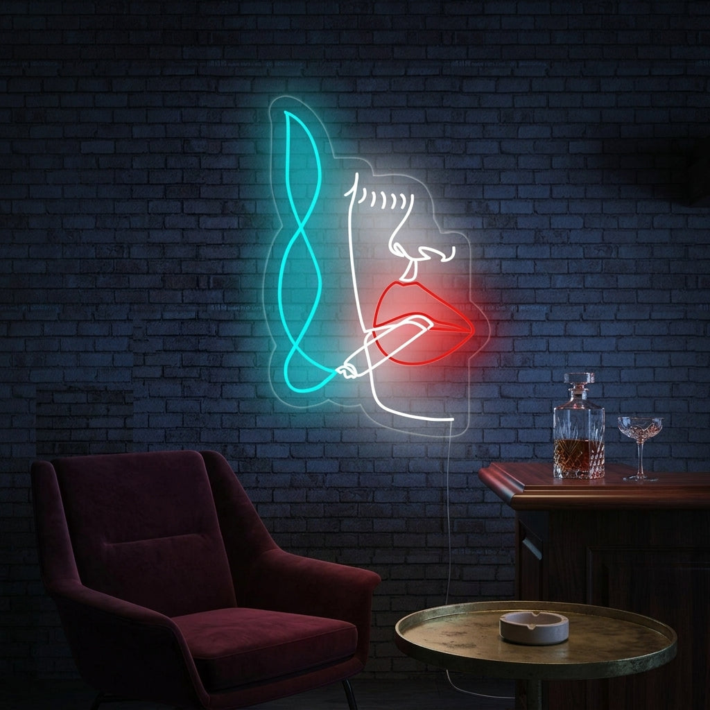 "Gesicht Der Rauchenden Frau" Neonschrift