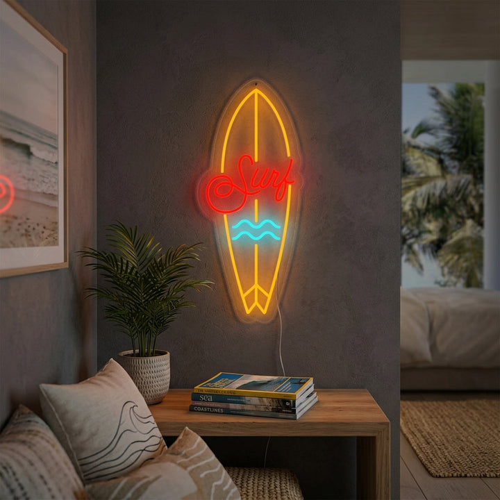 "Surfbrett Sportausrüstung" Neonschrift