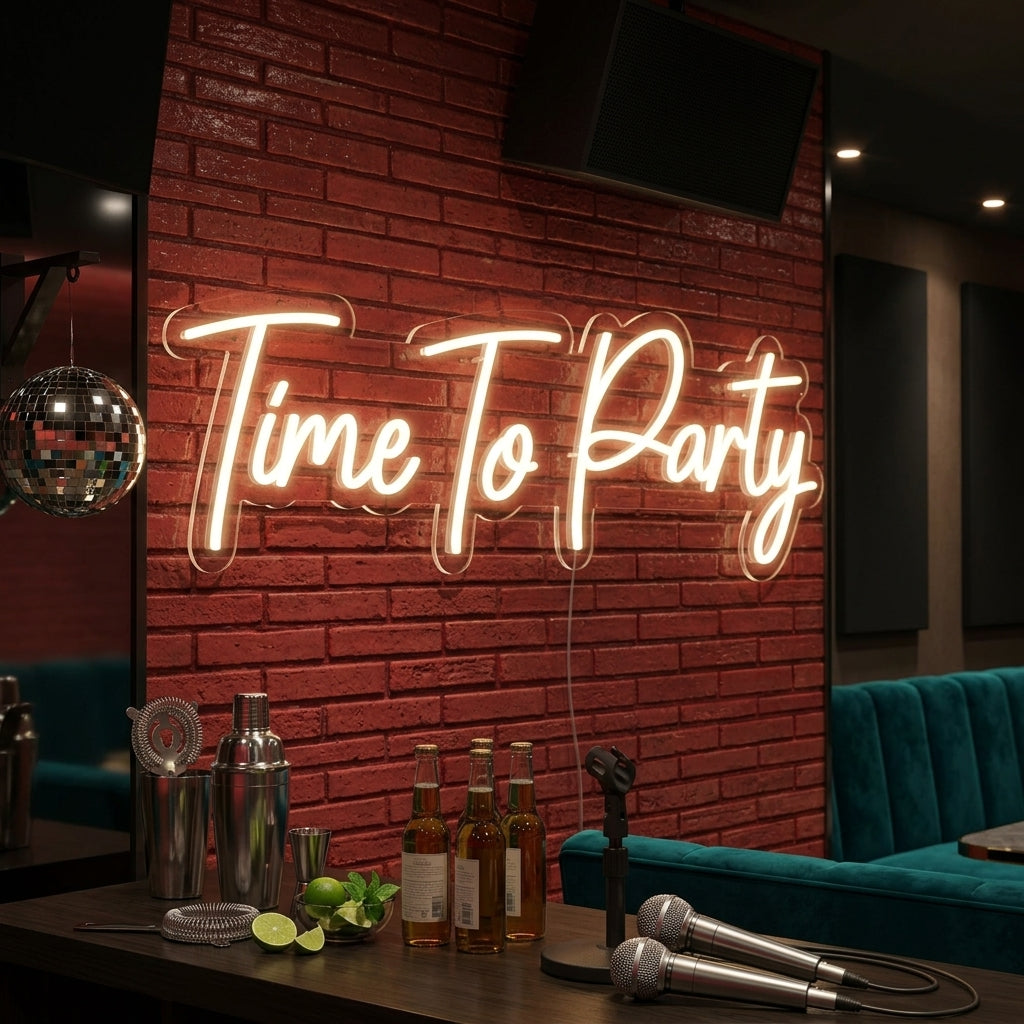 "Time To Party" Neonschrift