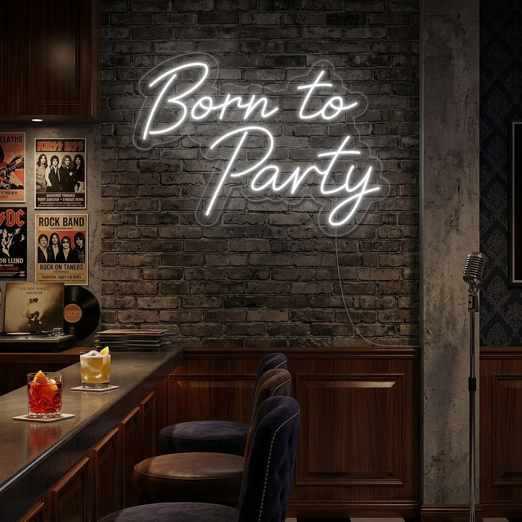 "Born To Party" Neonschrift