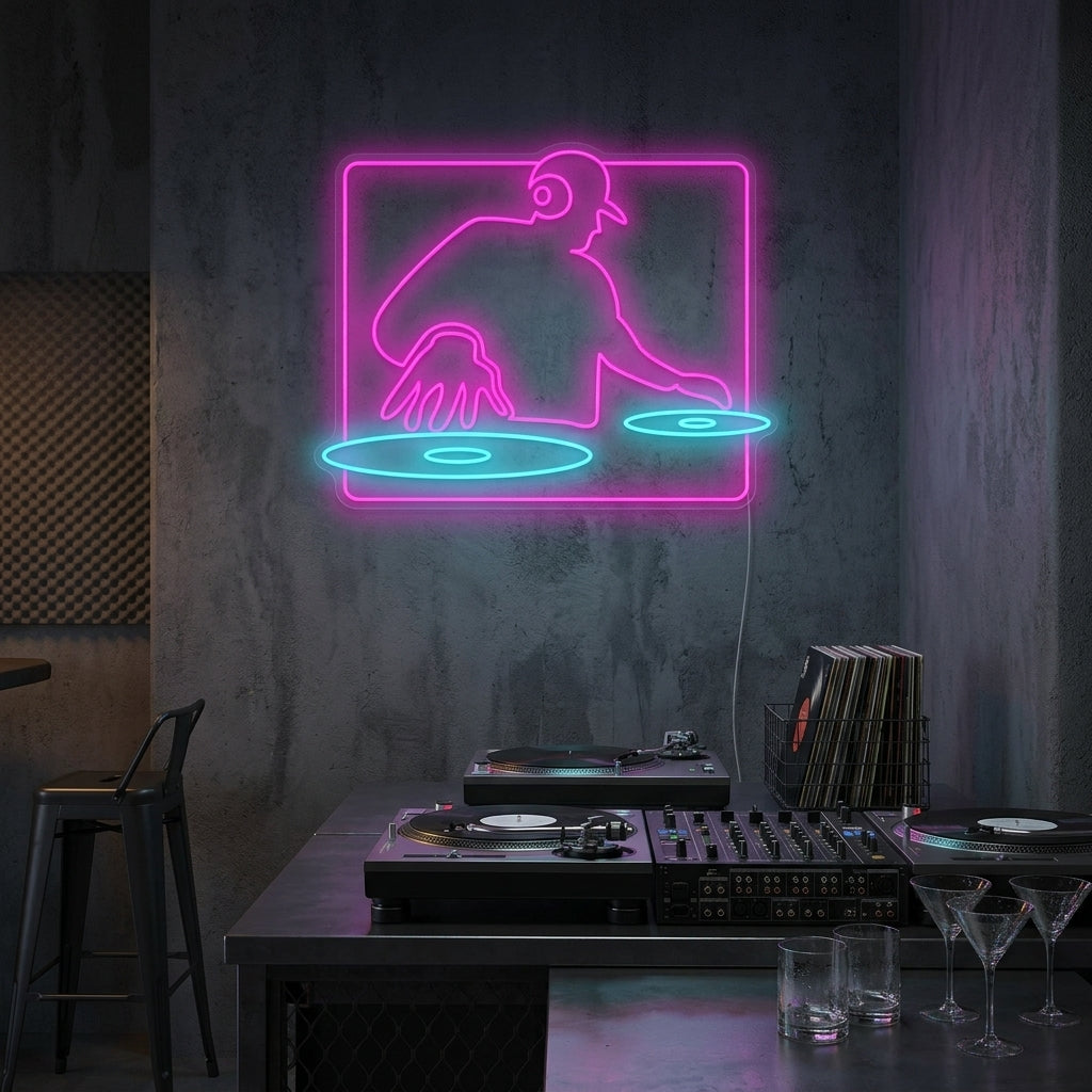 "Dj spielend" Neonschild