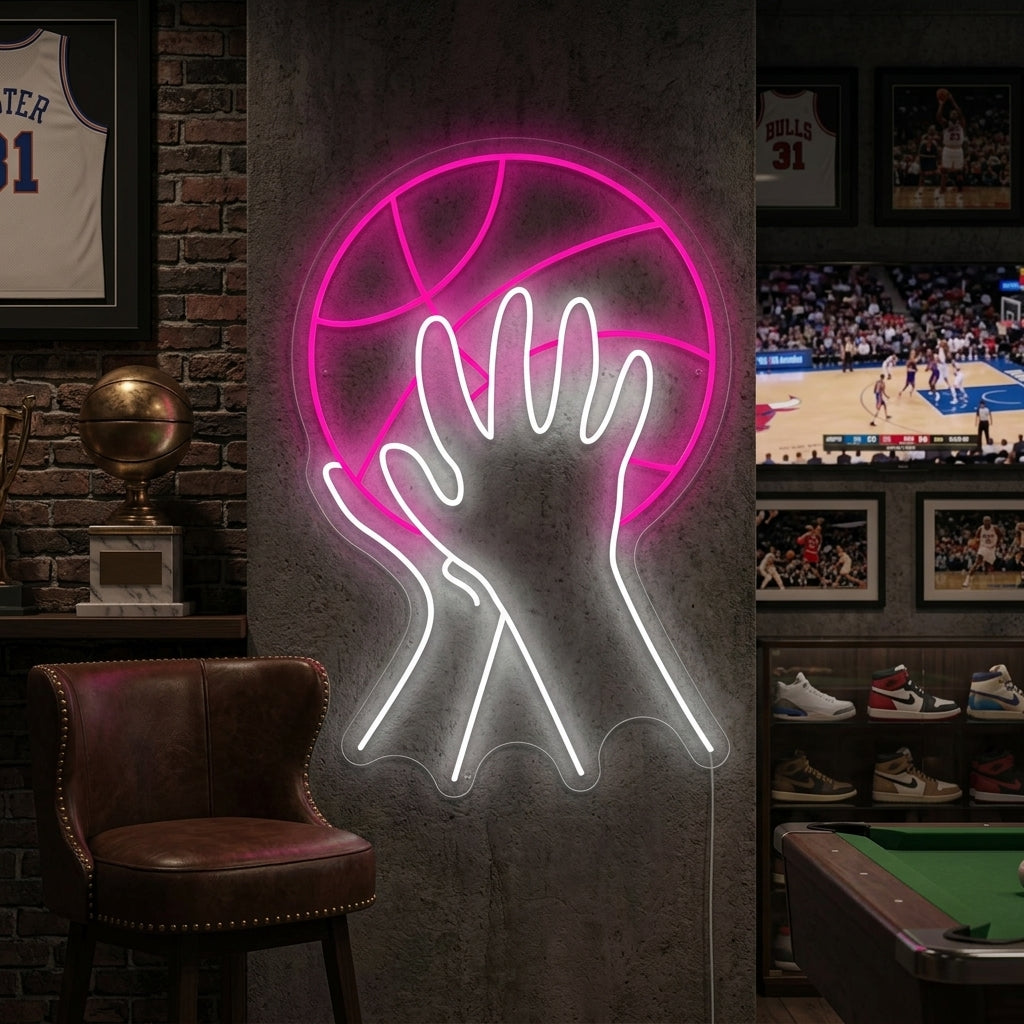 "Schießender Basketball" Neonschild
