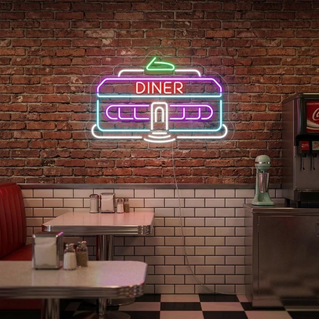 Retro Diner Neonschrift, Diner Leuchtreklame, Diner Neon Sign