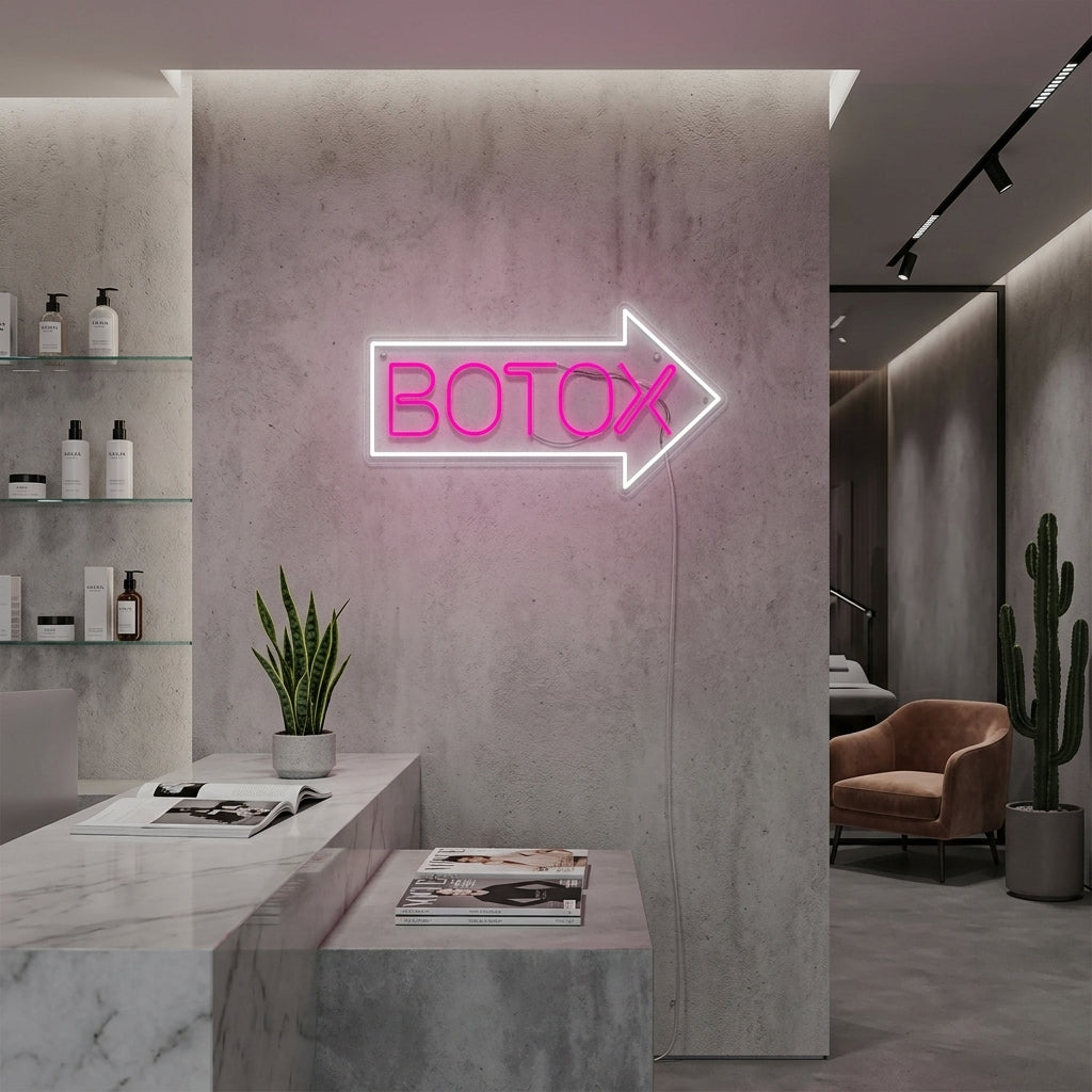 "Botox-Kosmetikladen Hautpflegezentrum" Neonschrift