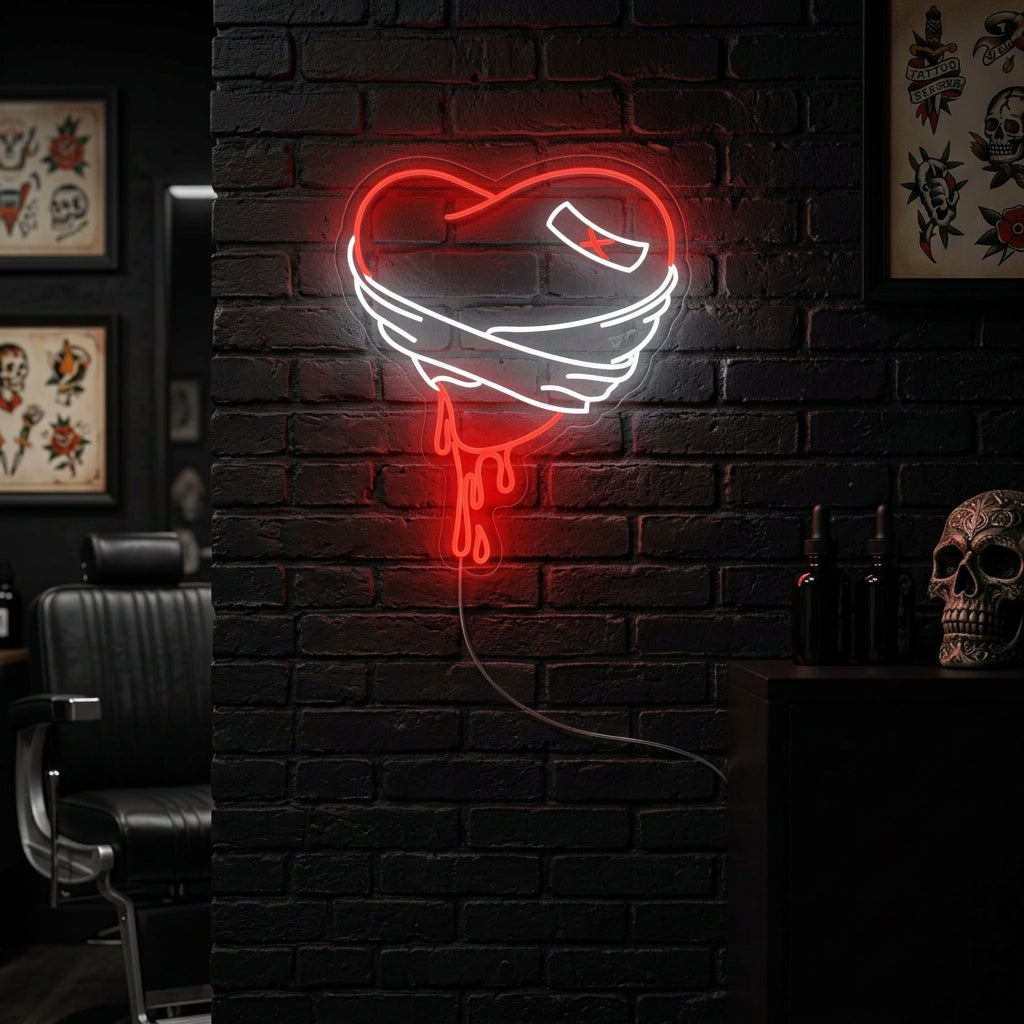 "Blutendes Gebrochenes Herz" Neonschrift