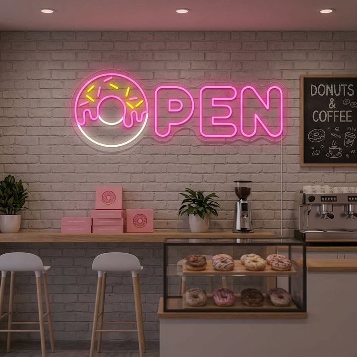 "Donut öffnen" Neonschild