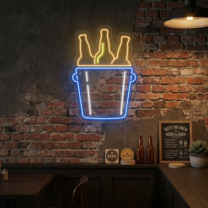 "Eimer Mit Bier" Neonschrift