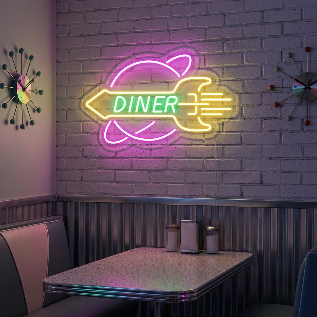 Rakete Diner Neonschrift, Diner Leuchtreklame, Diner Leuchtschild