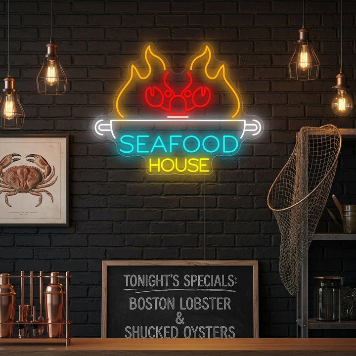 "Seafood House" Neonschild