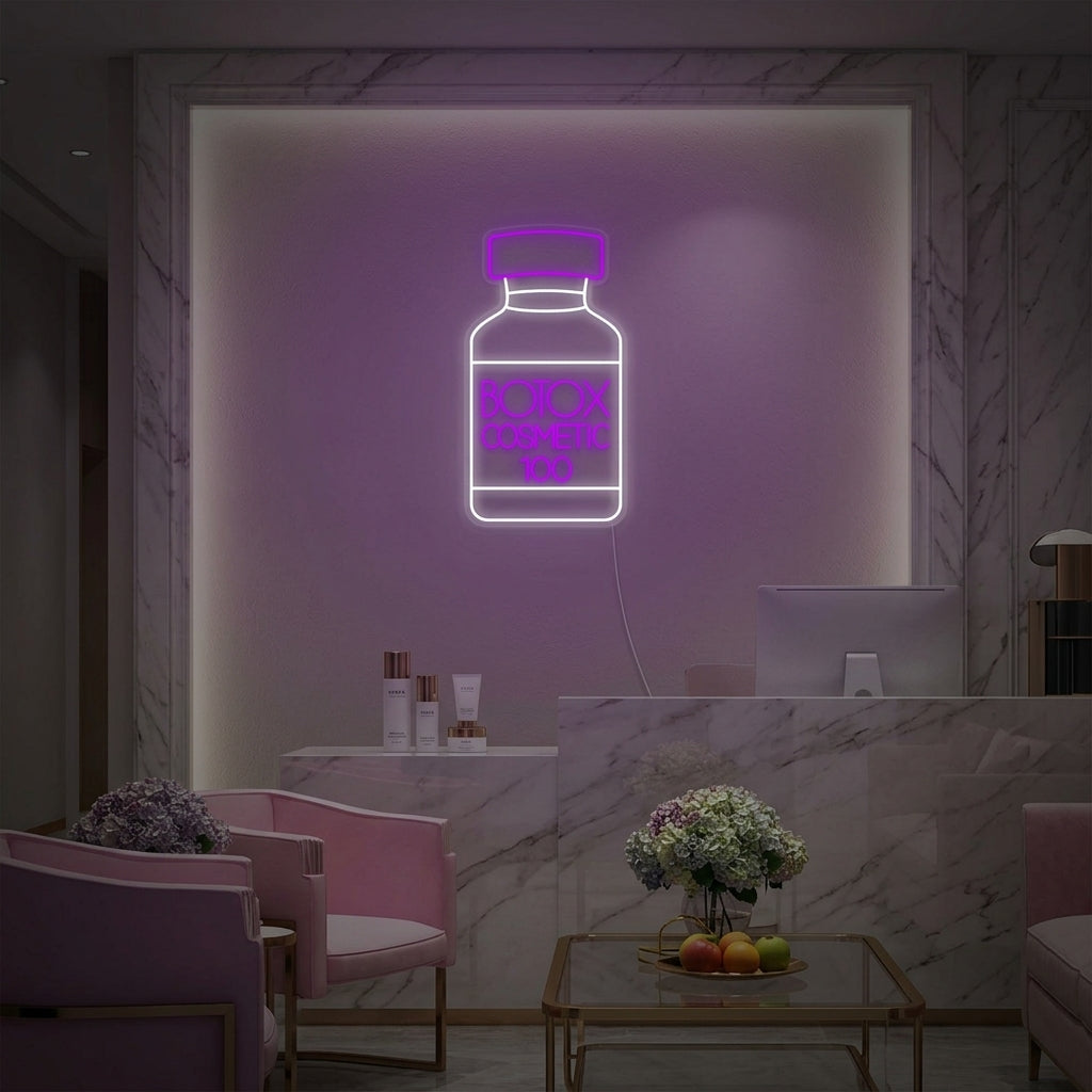 "Botox-Kosmetikladen Hautpflegezentrum" Neonschrift