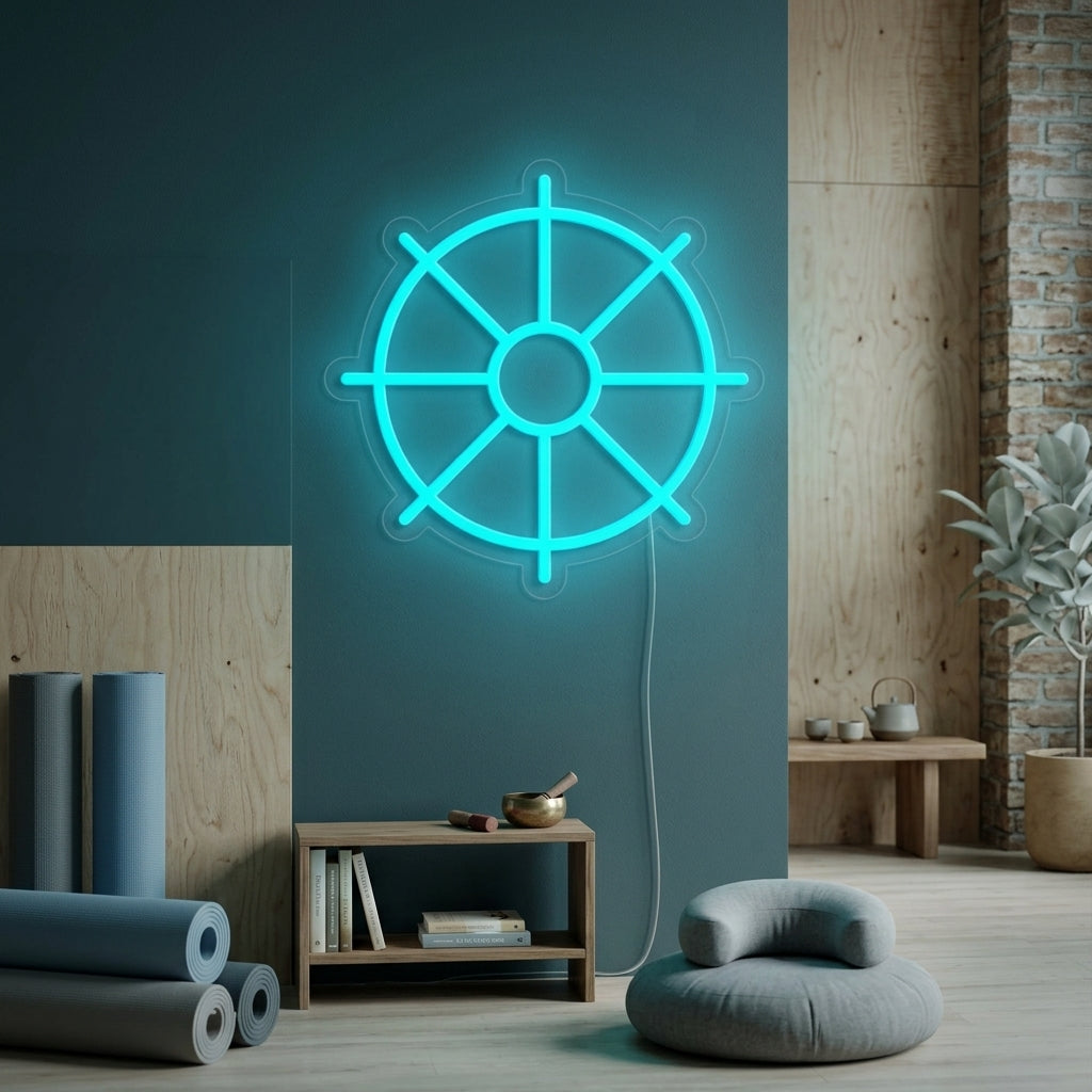 "Dharma-Rad" Neonschrift