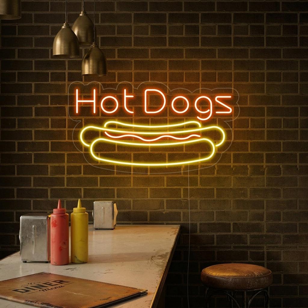 "Hot Dogs" Neonschrift