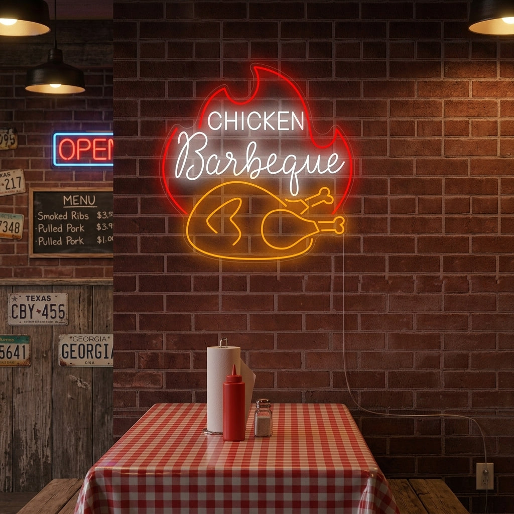 "Chicken Barbecue" Neonschild, BBQ Neonschild, BBQ Leuchtreklame