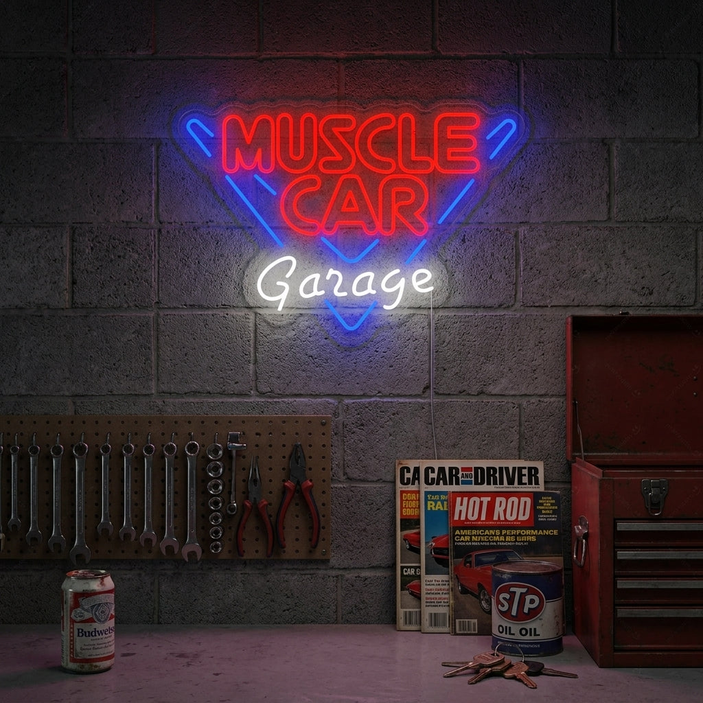 "Muscle Car Garage" Neonschrift
