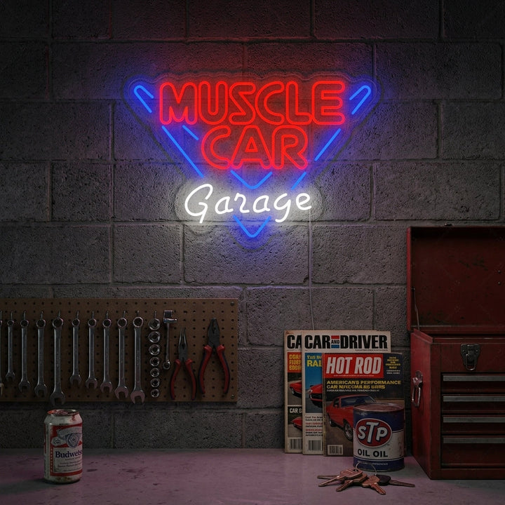 "Muscle Car Garage" Neonschrift