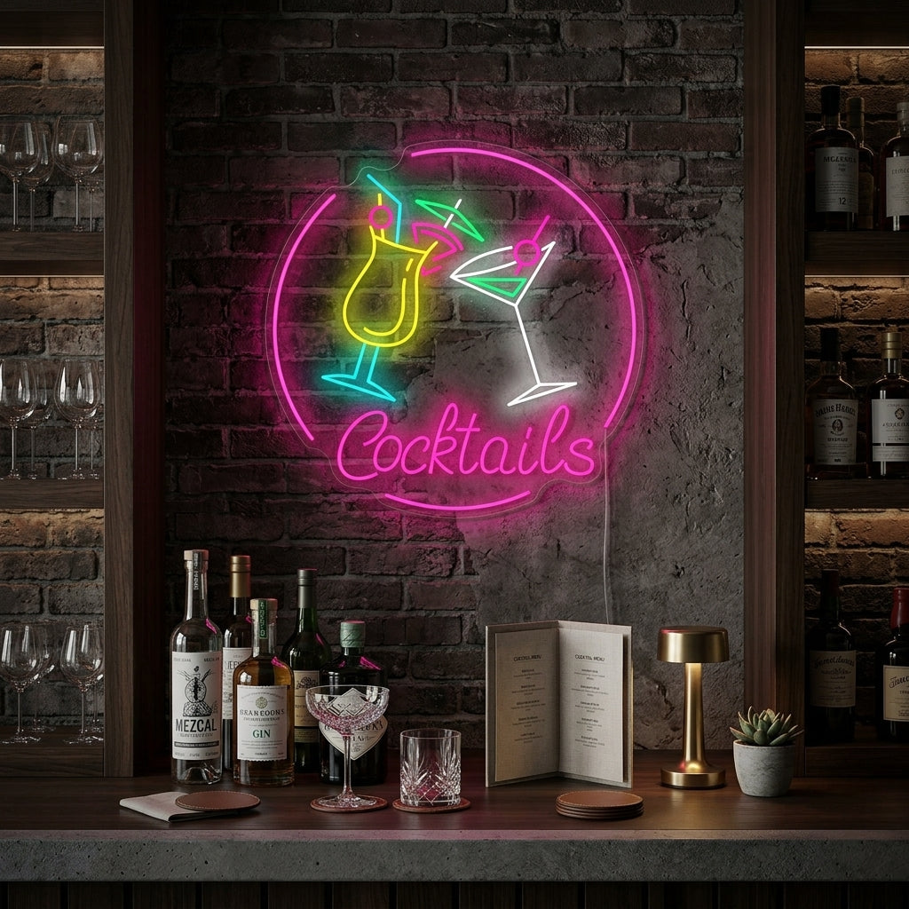 "Cocktails" Neonschild, Cocktailschild, Cocktail Leuchtreklame