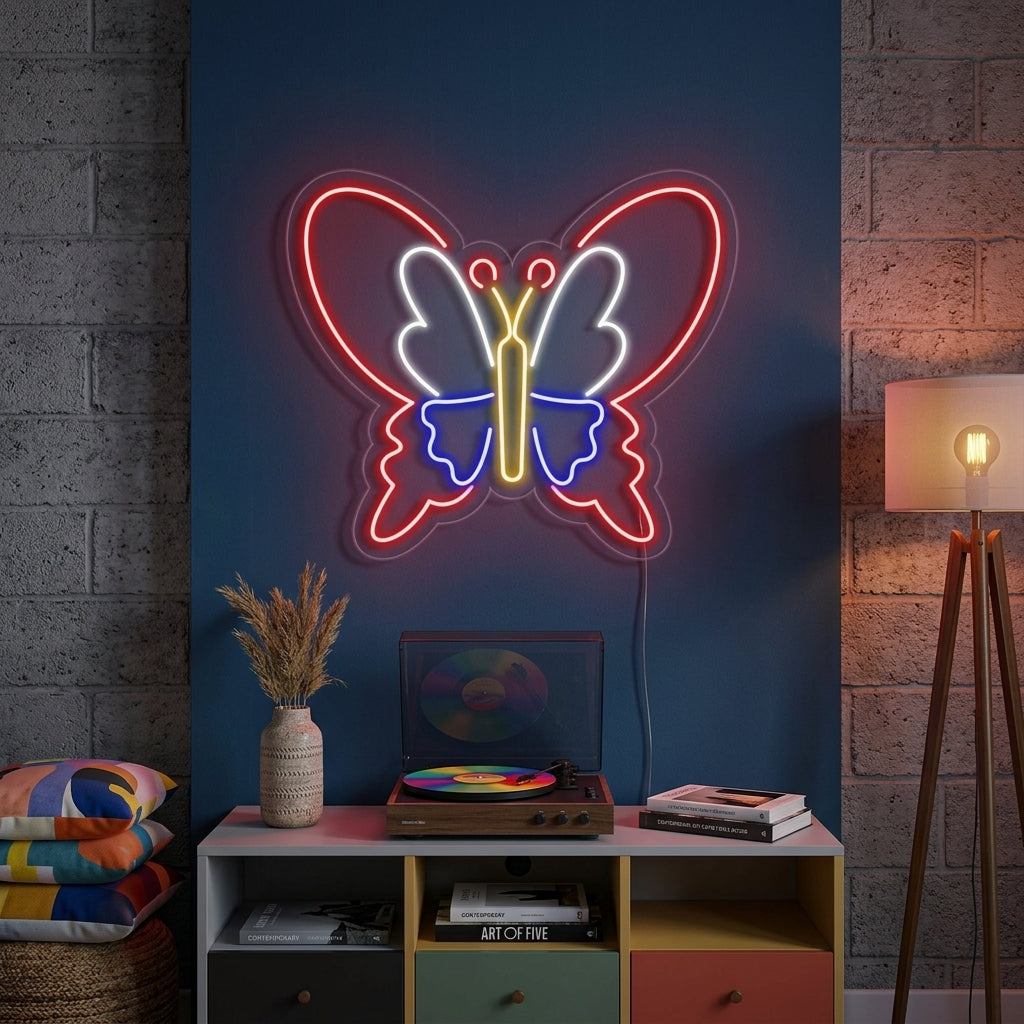 "Schmetterling, Schmetterlingsdeko, Insekten" Neonschrift