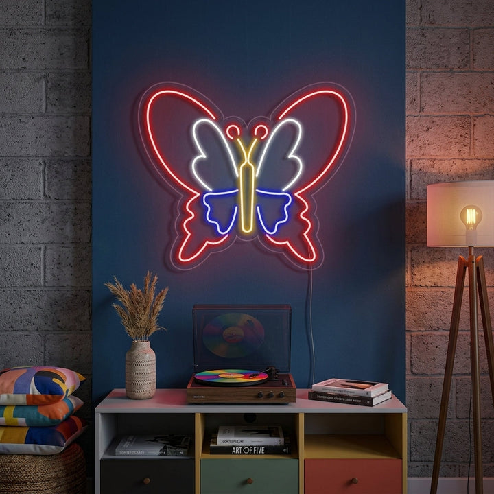 "Schmetterling, Schmetterlingsdeko, Insekten" Neonschrift