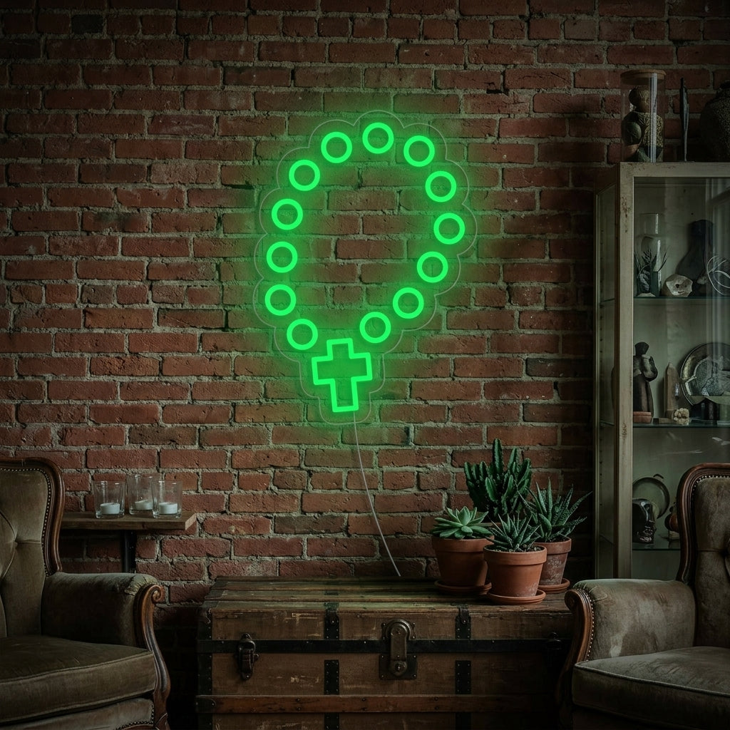 "Rosenkranz Perlen" Neonschrift