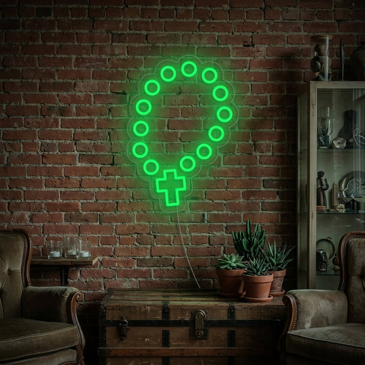"Rosenkranz Perlen" Neonschrift