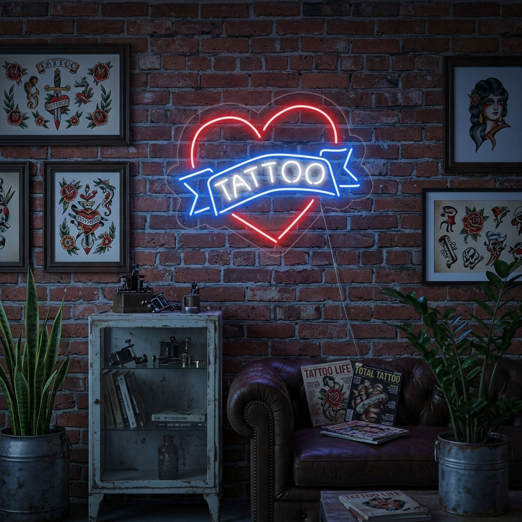 "Tattoo, Herz" Neonschrift