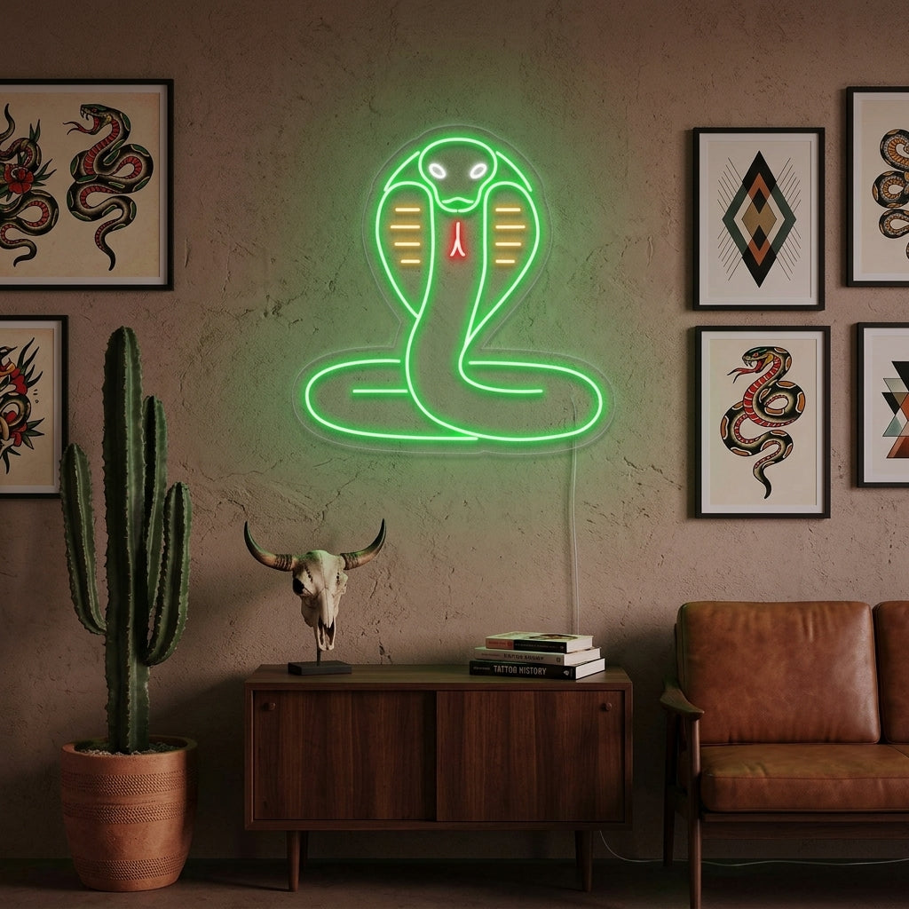 "Kobra-Schlange" Neonschrift
