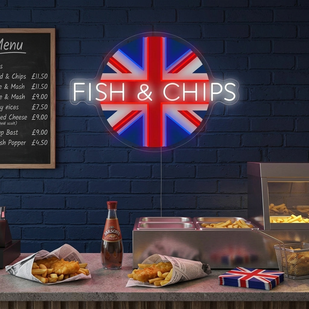 "Uk Fish & Chips" Neonschild
