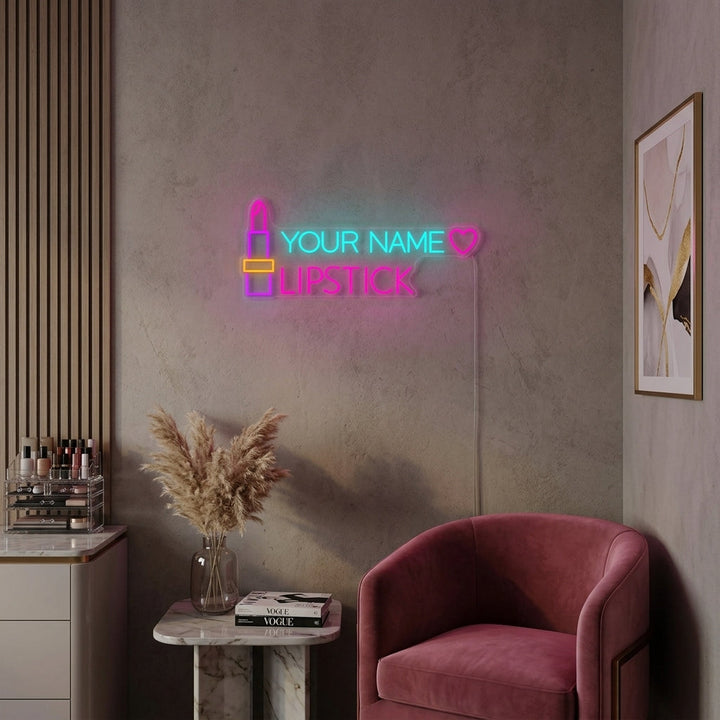 "Individueller Text Lippenstift" Neonschrift
