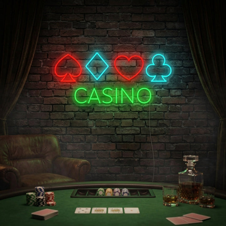 "Kasino-Poker" Neonschild, Kasino Leuchtreklame, Kasino Leuchtschild