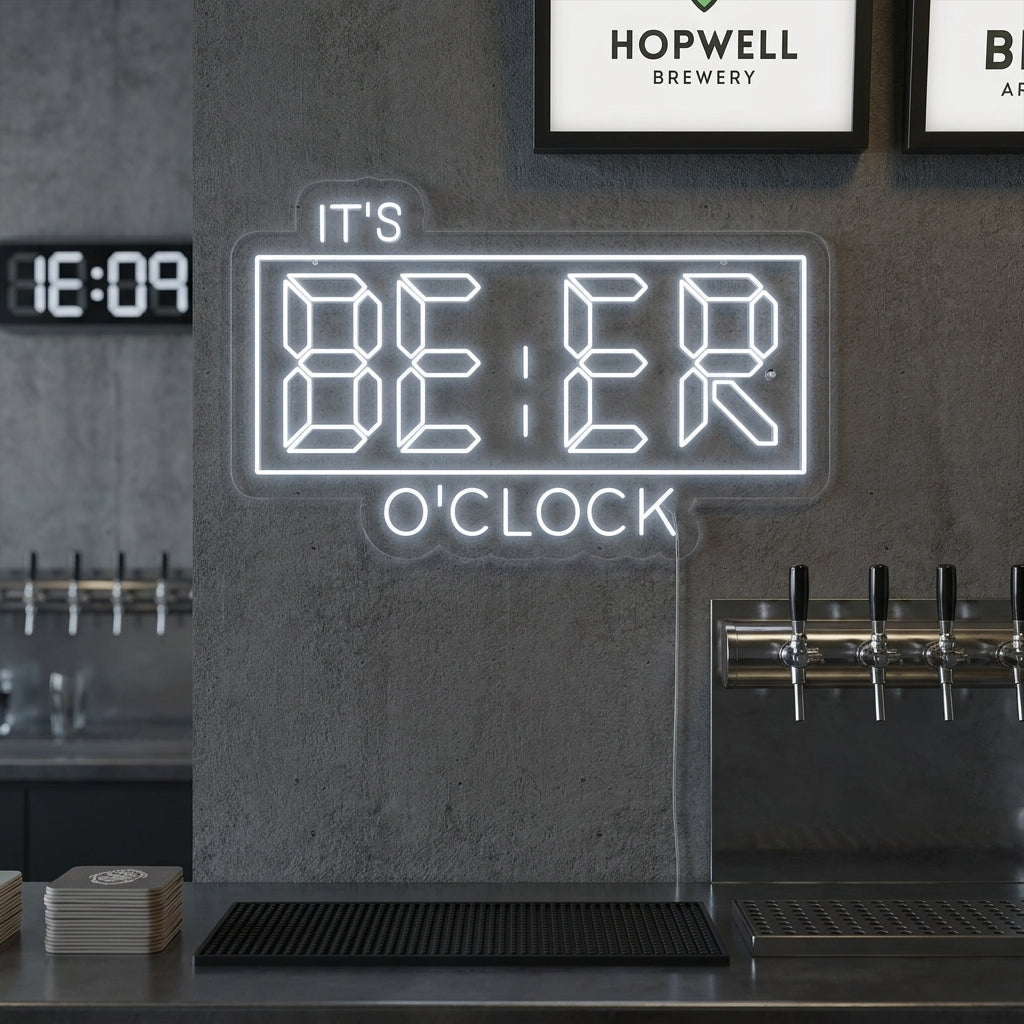 "Its Beer Oclock Bar" Neonschrift