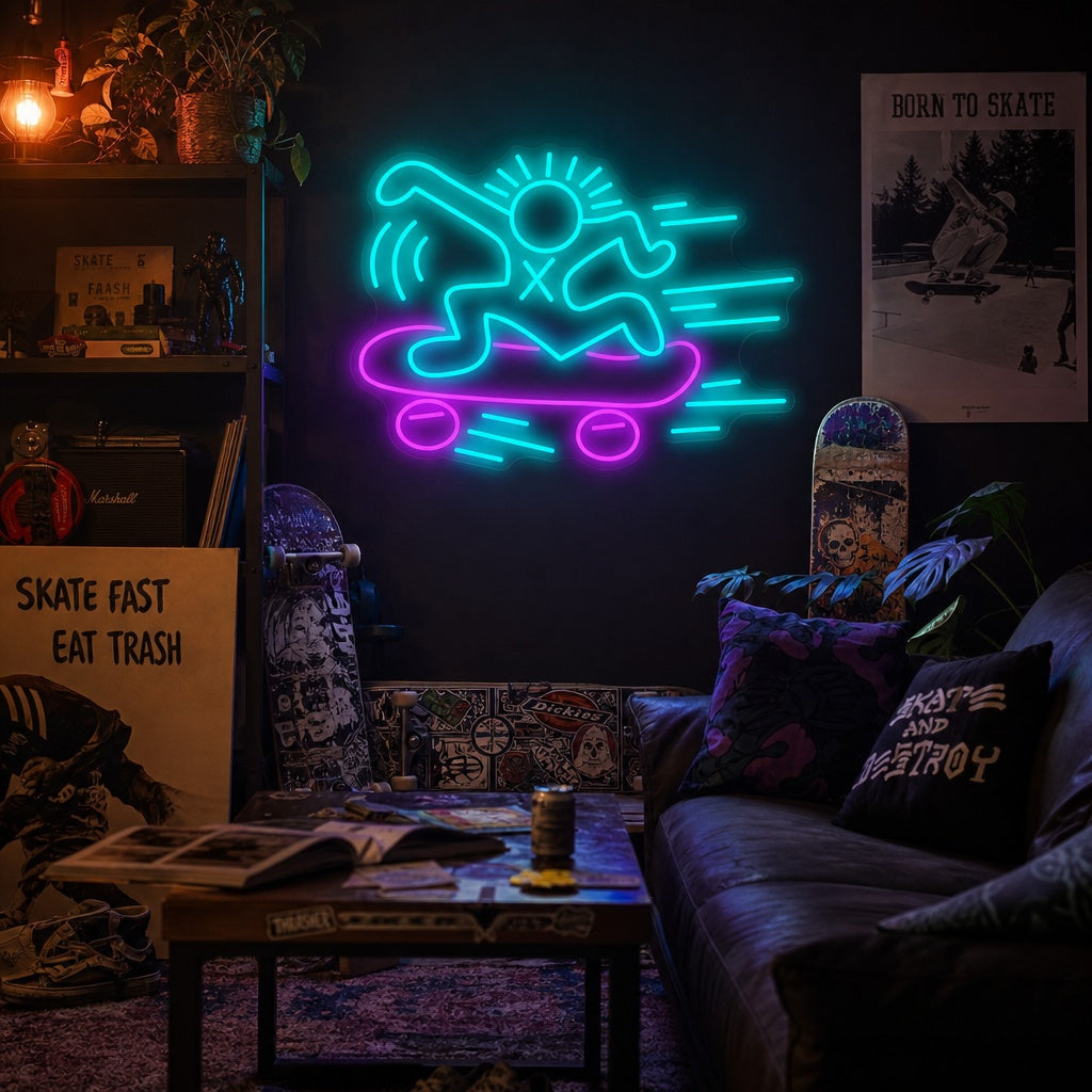 "Kh Skateboard" Neonschild