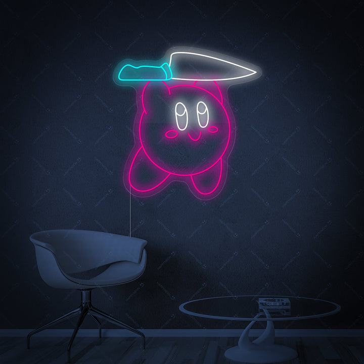 Cartoon Figur mit Messer Motiv Neonschild