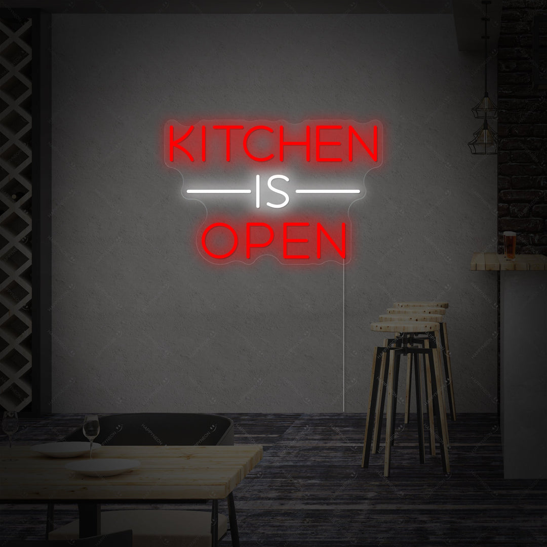 "Kitchen Is Open" Neonschild