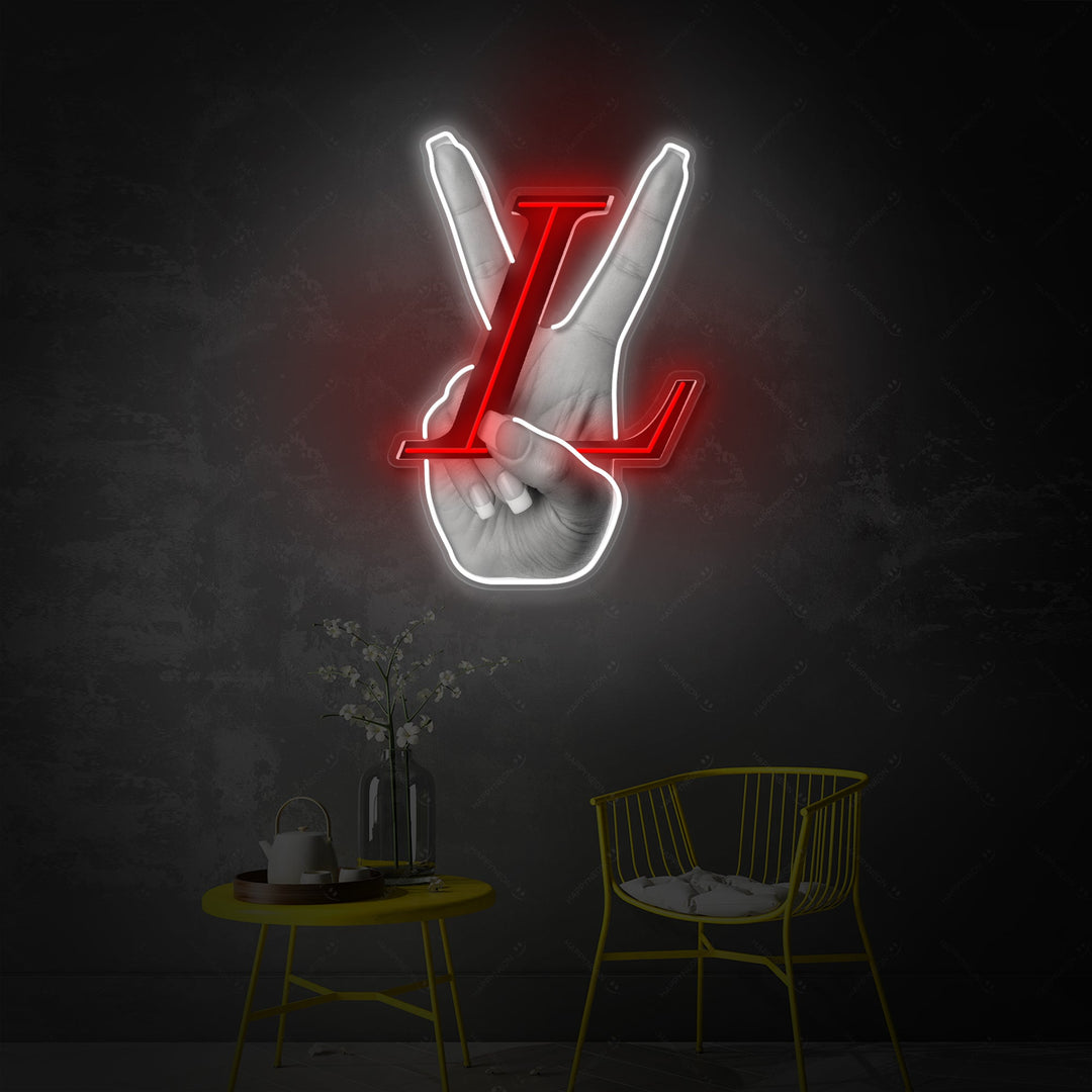 "LV Peace Hand" Neonschild