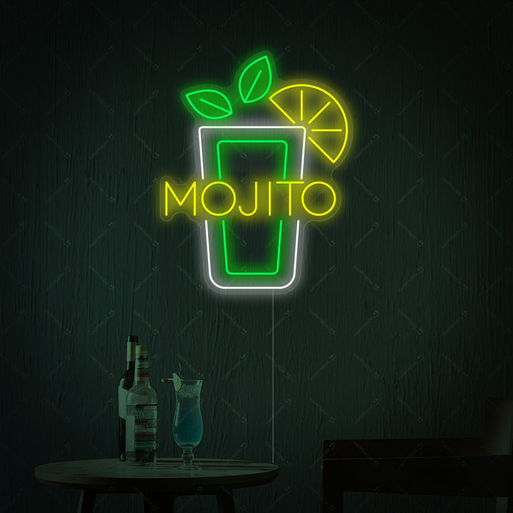 "Mojito Weinglas" Neonschild