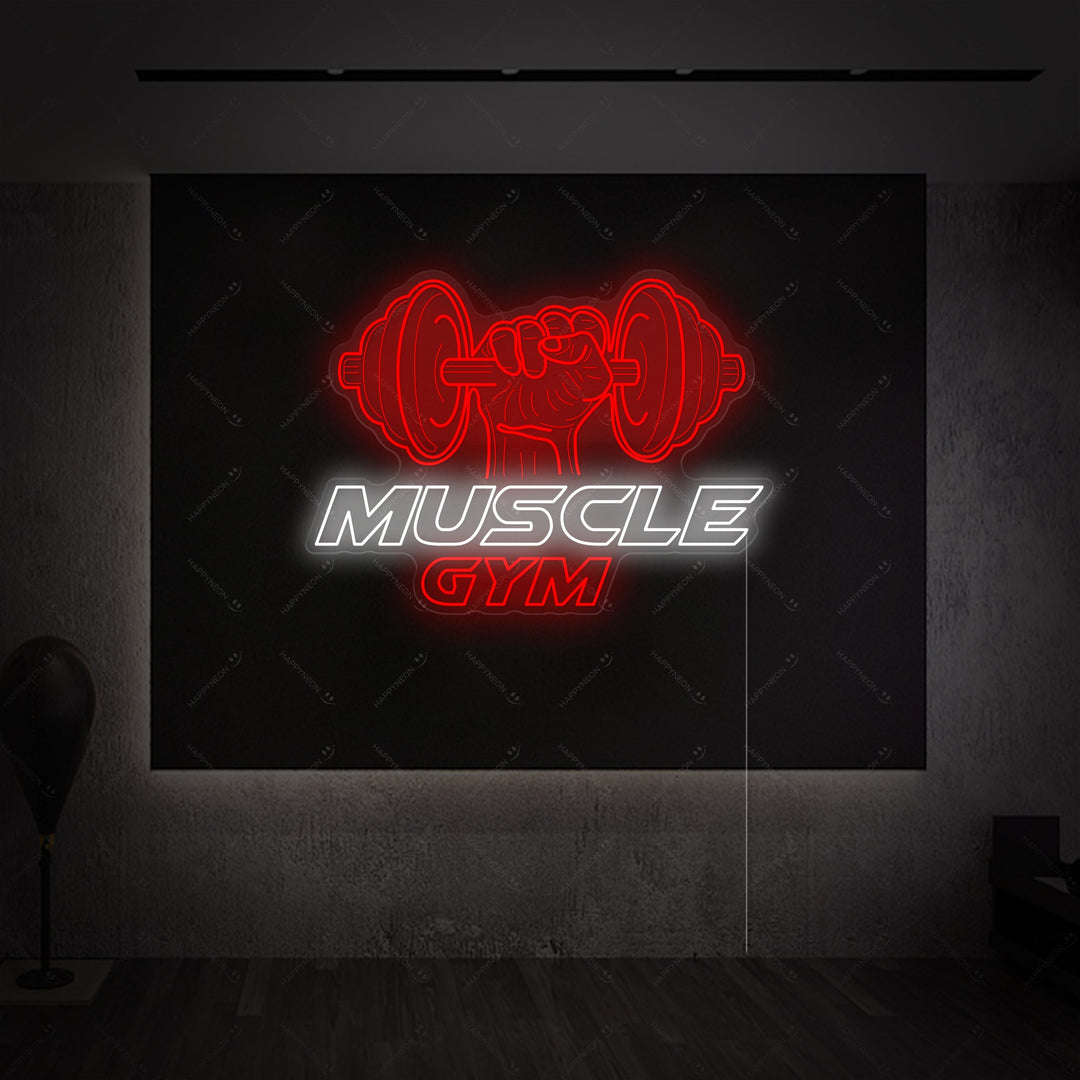 "Muscle Gym" Neonschild, Gym Leuchtreklame, Homegym Deko