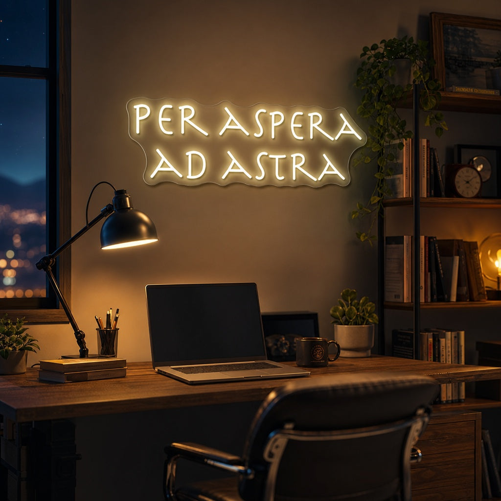 "PER ASPERA AD ASTRA" Neonschild