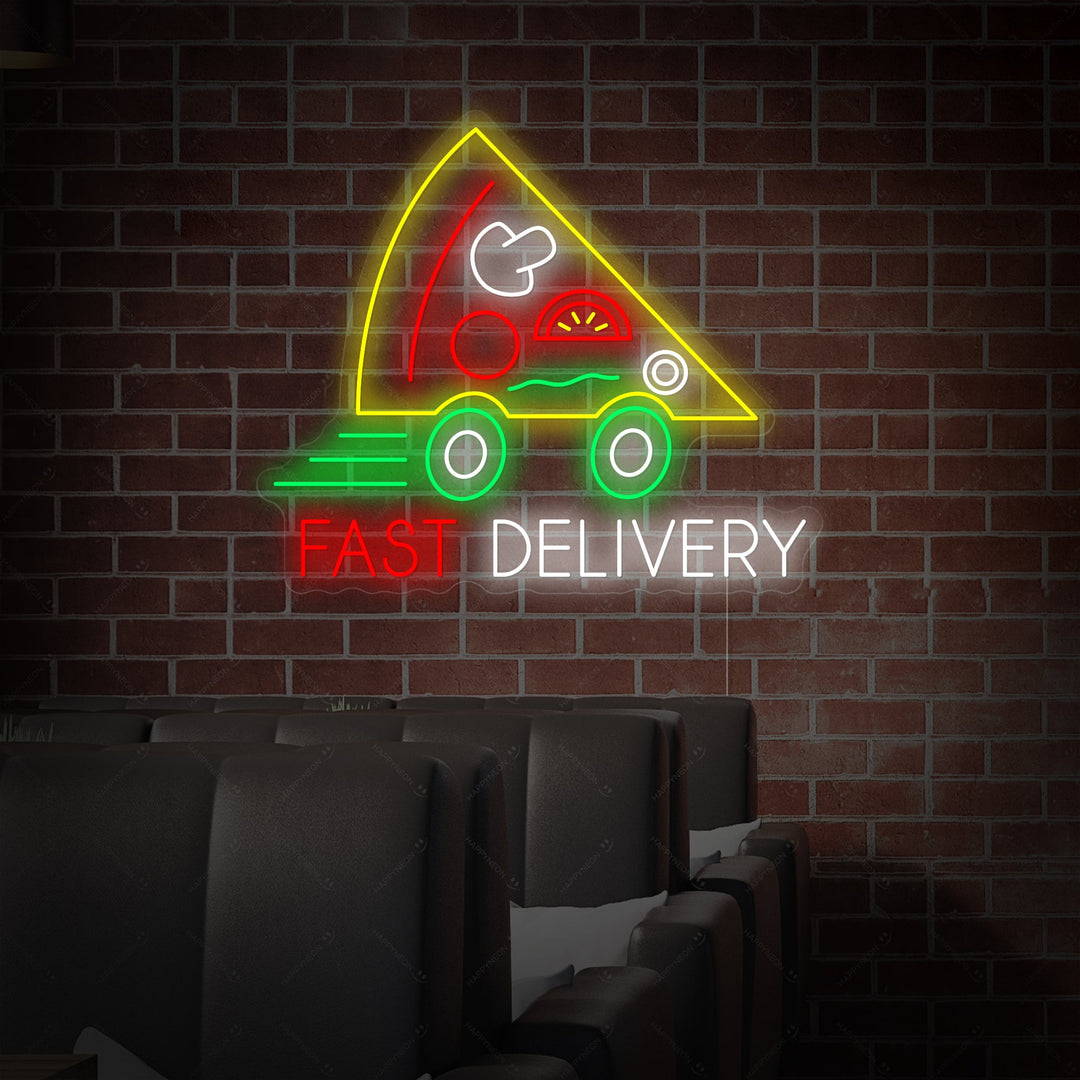 "Pizza Fast Delivery" Neonschild, Pizza Leuchtreklame, Pizza Leuchtschild