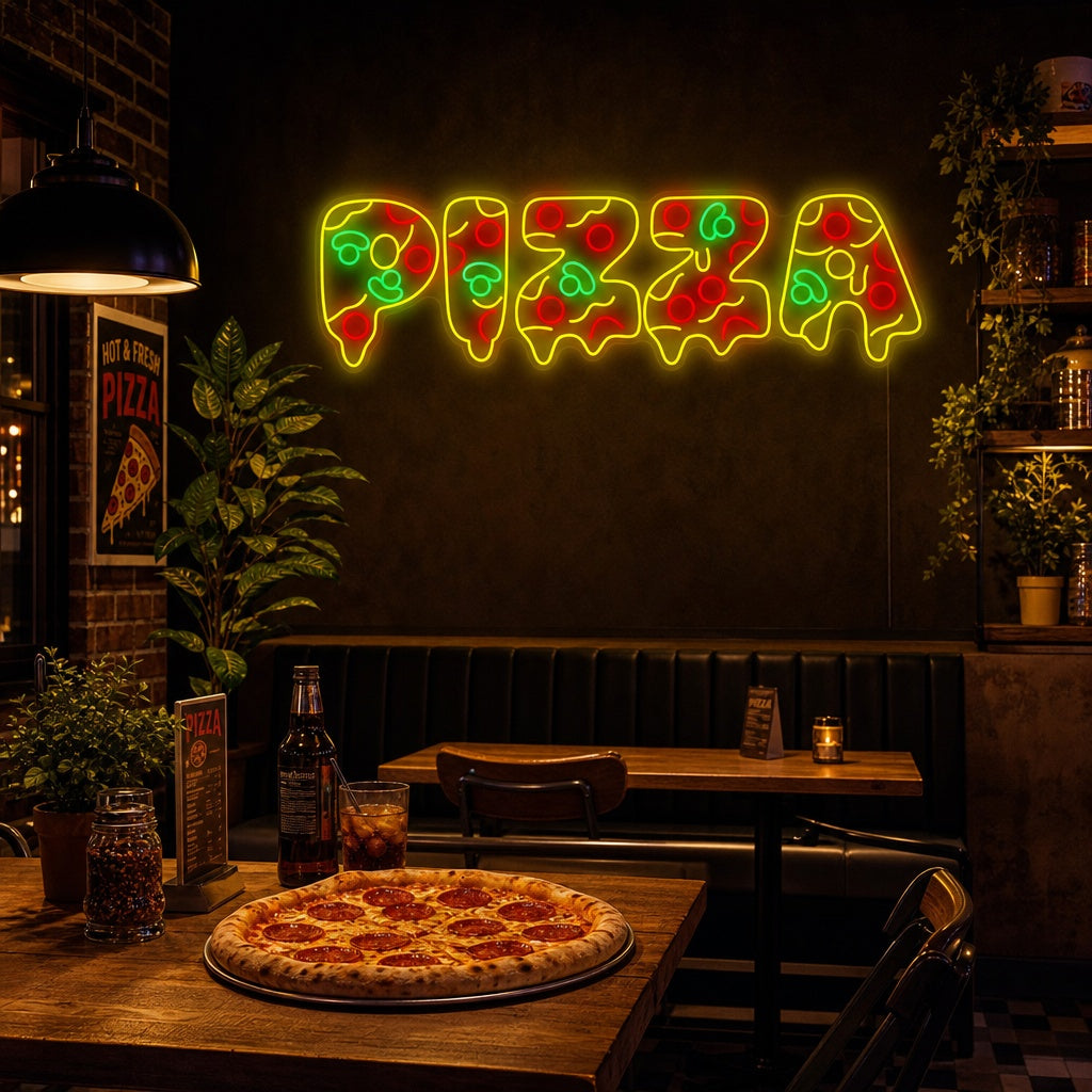 "Pizza" Neonschild, Pizza Leuchtreklame, Pizza Leuchtschild